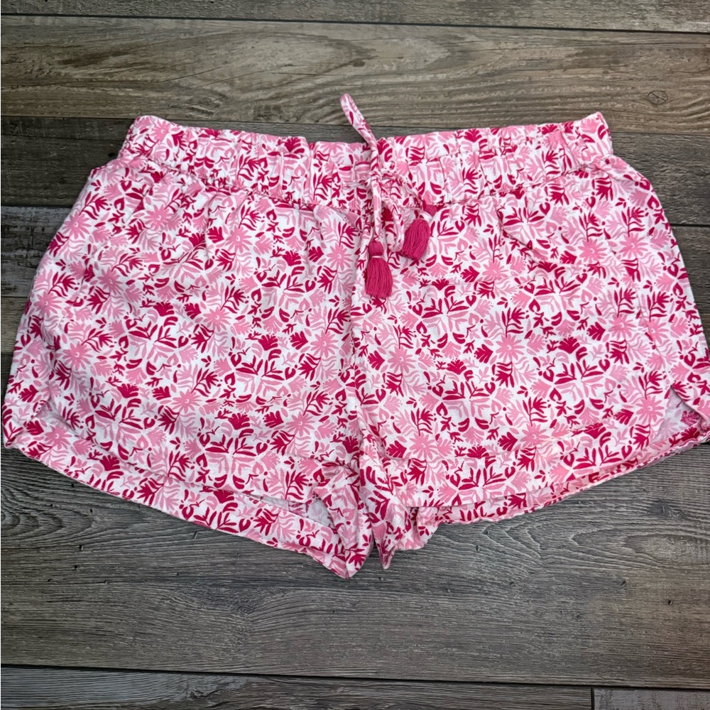 Vineyard Vines Pink Floral Linen-Cotton Shorts